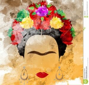 frida kahlo estilo da aquarela desenho mao na parede 108962546