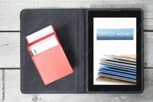 Concept of deposit money using credit cards at online casino