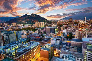 Evening panorama of Santiago de Chile